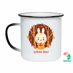 Кружка-хамелеон емальована Милий зайчик в осінньому лісі - FATLINE Кружка-хамелеон емальована Милий зайчик в осінньому лісі