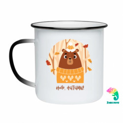 Кружка-хамелеон емальована Осінній ведмідь у лісі - FATLINE Кружка-хамелеон емальована Осінній ведмідь у лісі