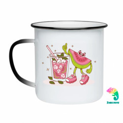 Кружка-хамелеон эмалированная Розовая Гуава с освежающим коктейлем - FATLINE Кружка-хамелеон эмалированная Розовая Гуава с освежающим коктейлем