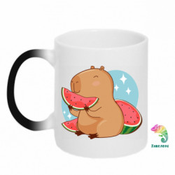 Кружка-хамелеон Капібара з кавуном - FATLINE Кружка-хамелеон Капібара з кавуном