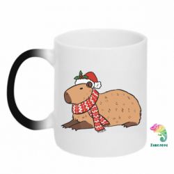 Кружка-хамелеон Новорічна капібара в шапці - FATLINE Кружка-хамелеон Новорічна капібара в шапці