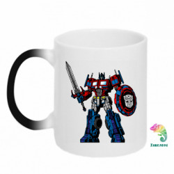 Кружка-хамелеон Оптимус Прайм з мечем та щитом