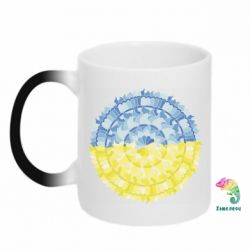 Кружка-хамелеон Блакитно-жовта патріотична мандала - FATLINE Кружка-хамелеон Блакитно-жовта патріотична мандала