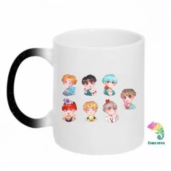 Кружка-хамелеон с блестками BTS cute boys - FATLINE Кружка-хамелеон с блестками BTS cute boys