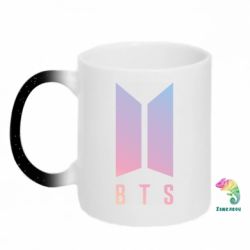 Кружка-хамелеон с блестками BTS gradient logo - FATLINE Кружка-хамелеон с блестками BTS gradient logo