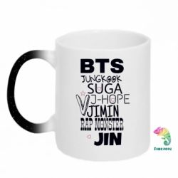Кружка-хамелеон с блестками BTS names of participants - FATLINE Кружка-хамелеон с блестками BTS names of participants