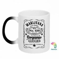 Кружка-хамелеон с блестками Cannabis label - FATLINE Кружка-хамелеон с блестками Cannabis label