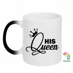 Кружка-хамелеон с блестками His Queen з короною - FATLINE Кружка-хамелеон с блестками His Queen з короною