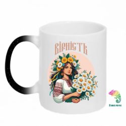 Кружка-хамелеон с блестками Хуманизация ромашки - FATLINE Кружка-хамелеон с блестками Хуманизация ромашки