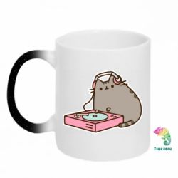 Кружка-хамелеон с блестками Pusheen and Music - FATLINE Кружка-хамелеон с блестками Pusheen and Music