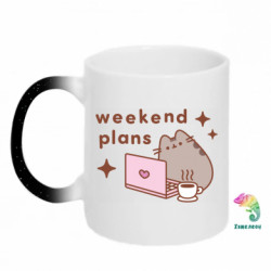 Кружка-хамелеон с блестками Pusheen Weekend Plans - FATLINE Кружка-хамелеон с блестками Pusheen Weekend Plans