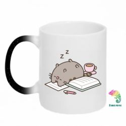 Кружка-хамелеон с блестками Пушин Спит - FATLINE Кружка-хамелеон с блестками Пушин Спит