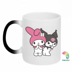 Кружка-хамелеон з блиKuromi and Melodyкітками Kuromi and Melody