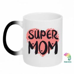 Кружка-хамелеон з блискітками Super Mom Red Heart