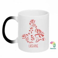 Кружка-хамелеон с блестками Українські орнаменті квіти - FATLINE Кружка-хамелеон с блестками Українські орнаменті квіти