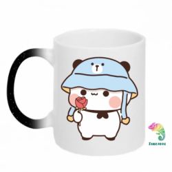 Кружка-хамелеон с блестками Мишка с цветочком - FATLINE Кружка-хамелеон с блестками Мишка с цветочком