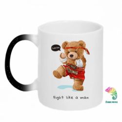 Кружка-хамелеон с блестками Медведь боксер - FATLINE Кружка-хамелеон с блестками Медведь боксер