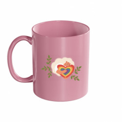 Кружка цветная 320ml Женщина блондинка с радужным сердцем - FATLINE Кружка цветная 320ml Женщина блондинка с радужным сердцем