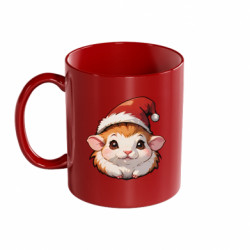 Кружка цветная 320ml Хомячек в шапке Санты