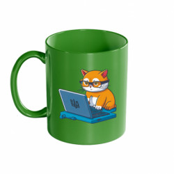 Кружка цветная 320ml кот программист патриот - FATLINE Кружка цветная 320ml кот программист патриот