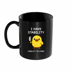 Кружка цветная 320ml Мемный принт с уткой с ножом — «У меня есть стабильность (способность тыкать)» — ироничный юмор, забавная иллюстрация - FATLINE Кружка цветная 320ml Мемный принт с уткой с ножом — «У меня есть стабильность (способность тыкать)» — ироничный юмор, забавная иллюстрация