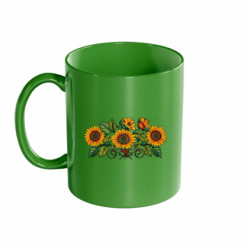 Кружка кольорова 320ml Імітація вишивки соняшки - FATLINE Кружка кольорова 320ml Імітація вишивки соняшки