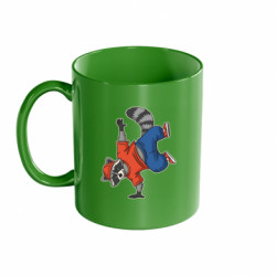 Кружка цветная 320ml Енот фристайлер брейкдансер - FATLINE Кружка цветная 320ml Енот фристайлер брейкдансер