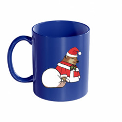 Кружка цветная 320ml Новогодний мемный пес