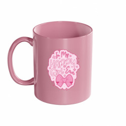 Кружка цветная 320ml Розовый слоган In My Happy Girl Era - FATLINE Кружка цветная 320ml Розовый слоган In My Happy Girl Era