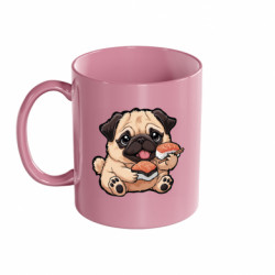 Кружка цветная 320ml смішний мопс з їжею - FATLINE Кружка цветная 320ml смішний мопс з їжею