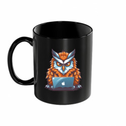 Кружка цветная 320ml Сова за макбуком - FATLINE Кружка цветная 320ml Сова за макбуком