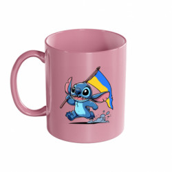 Кружка цветная 320ml Стич с украинским флагом - FATLINE Кружка цветная 320ml Стич с украинским флагом