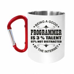 Кружка з ручкою "карабін" 3% talent 97% not distracted - FATLINE Кружка з ручкою "карабін" 3% talent 97% not distracted