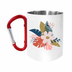 Кружка с ручкой "карабин" Тропические листья - FATLINE Кружка с ручкой "карабин" Тропические листья