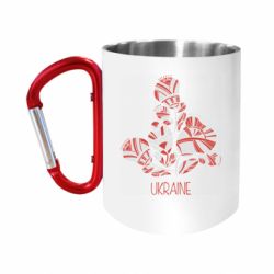 Кружка с ручкой "карабин" Українські орнаменті квіти - FATLINE Кружка с ручкой "карабин" Українські орнаменті квіти