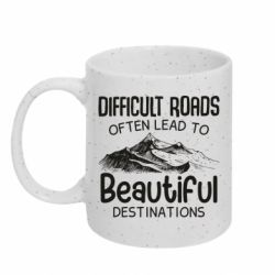 Кружка з блискітами 320 мл DIFFICULT ROADS OFTEN LEAD TO BEAUTIFUL DESTINATIONS - FATLINE Кружка з блискітами 320 мл DIFFICULT ROADS OFTEN LEAD TO BEAUTIFUL DESTINATIONS