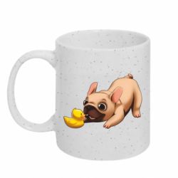 Кружка с блестками 320ml Французский бульдог с уточкой - FATLINE Кружка с блестками 320ml Французский бульдог с уточкой