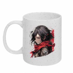 Кружка с блестками 320ml портрет Микасы из Атаки титанов - FATLINE Кружка с блестками 320ml портрет Микасы из Атаки титанов