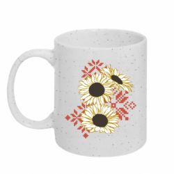 Кружка с блестками 320ml Подсолнухи с вышивкой - FATLINE Кружка с блестками 320ml Подсолнухи с вышивкой