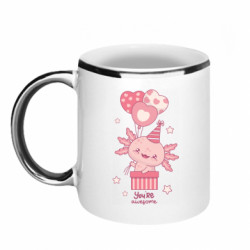 Кружка з облямівкою 320ml Аксолотль іменинник у подарунку з повітряними кулями - FATLINE Кружка з облямівкою 320ml Аксолотль іменинник у подарунку з повітряними кулями