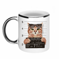 Кружка з облямівкою 320ml Arrested cat - FATLINE Кружка з облямівкою 320ml Arrested cat