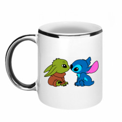 Кружка с каемкой Baby Yoda And Stitch - FATLINE Кружка с каемкой Baby Yoda And Stitch