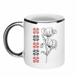 Кружка с каемкой Маки. Вишивка. Украина - FATLINE Кружка с каемкой Маки. Вишивка. Украина