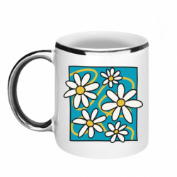 Кружка с каемкой Ромашки на голубом - FATLINE Кружка с каемкой Ромашки на голубом