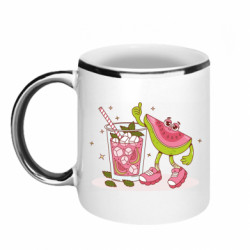 Кружка с каемкой Розовая Гуава с освежающим коктейлем - FATLINE Кружка с каемкой Розовая Гуава с освежающим коктейлем