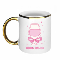 Кружка с каемкой Розовый релакс в бокале - FATLINE Кружка с каемкой Розовый релакс в бокале