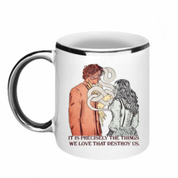 Кружка с каемкой It is precisely the things we love that destroy us. - FATLINE Кружка с каемкой It is precisely the things we love that destroy us.