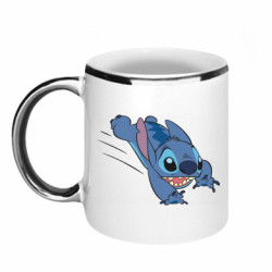 Кружка с каемкой Стич прыгает - FATLINE Кружка с каемкой Стич прыгает