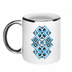 Кружка с каемкой Украинский узор голубой - FATLINE Кружка с каемкой Украинский узор голубой