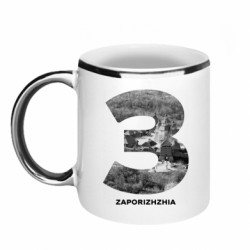 Кружка с каемкой Zaporizhzhia Black & White - FATLINE Кружка с каемкой Zaporizhzhia Black & White